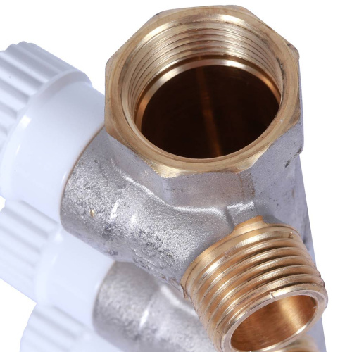 Коллектор 4 выхода STOUT 3/4"x1/2" плоское уплотнение с вентилями SMB 6852 341204